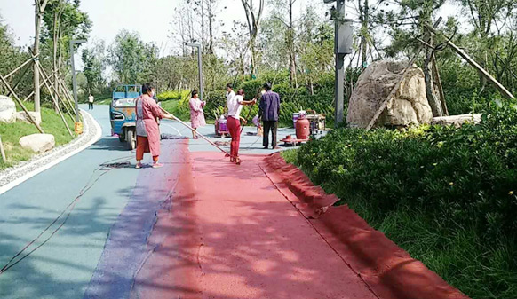 美邦仿石材彩色防滑路面，攜手共筑唯美園博會